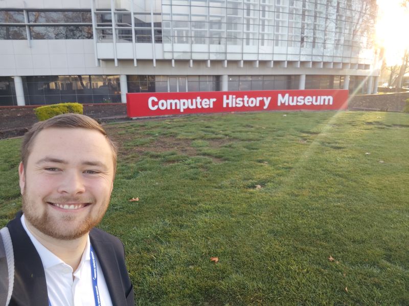 Jens Moeslund Frandsen outside the Computer History Museum, the SmallSat Symposium venue.